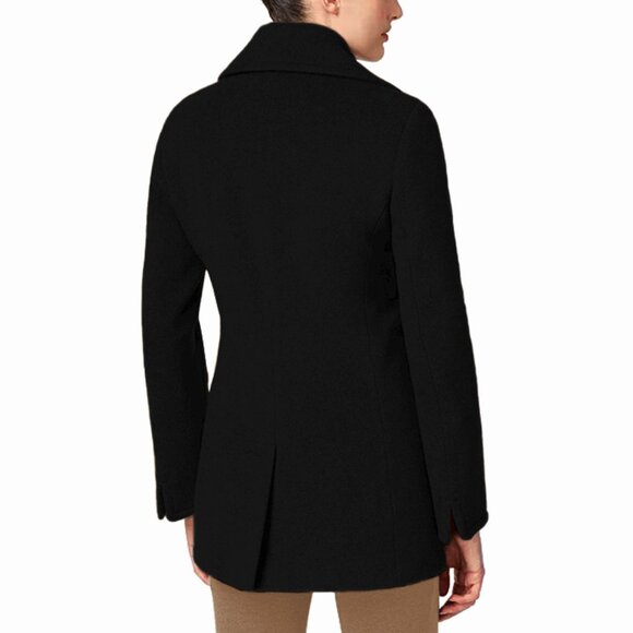 Calvin Klein Wool-Cashmere Blend Single Breasted Peacoat in Black - sz 14 Petite - Picture 2 of 8